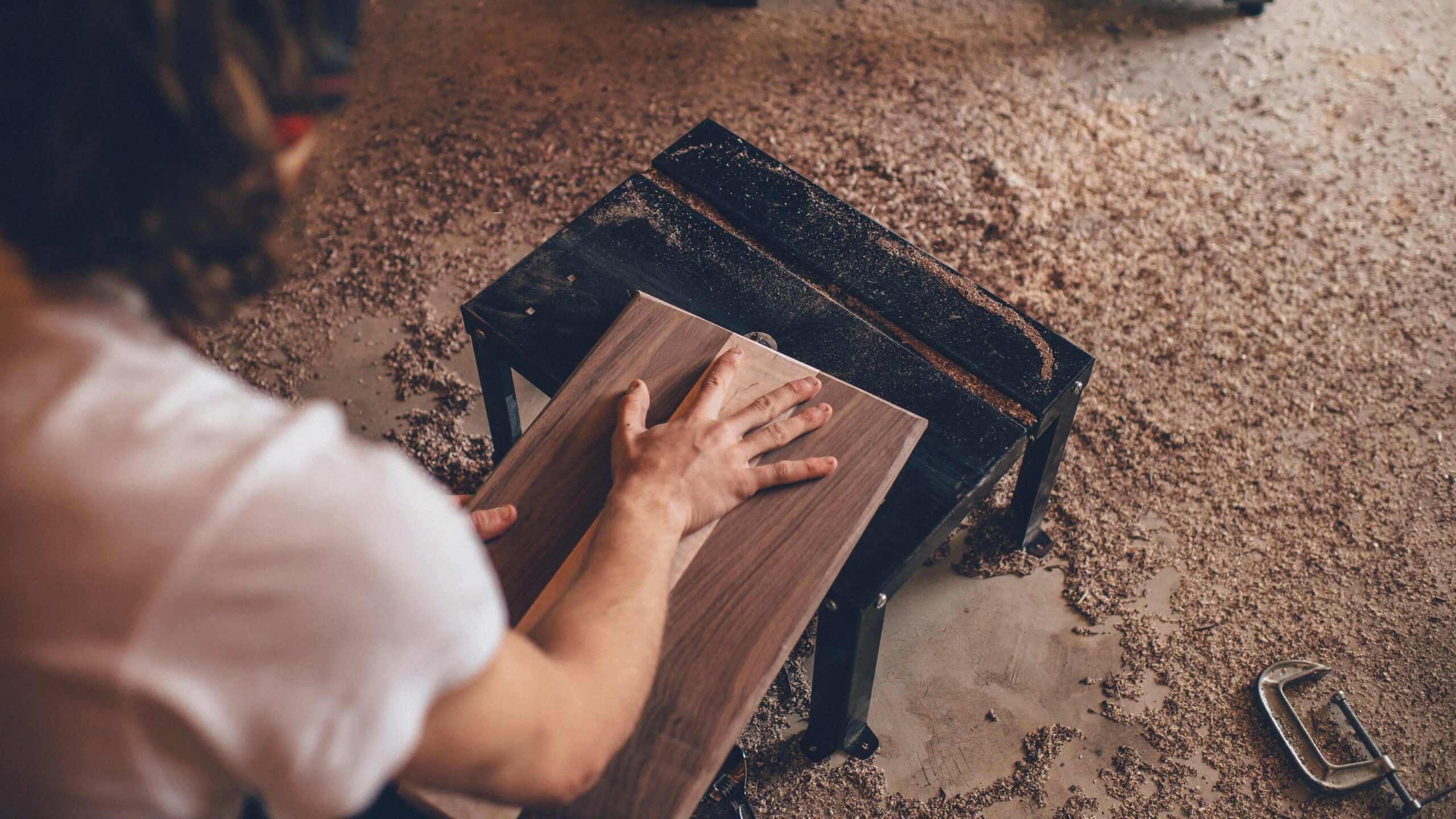 Person doing wood work